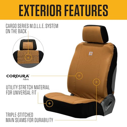 Carhartt Universal Nylon Duck Canvas Fitted Bucket Seat Cover, Durable Seat Protection with Rain Defender, Single, Gravel - color: Gravel, size: One Size