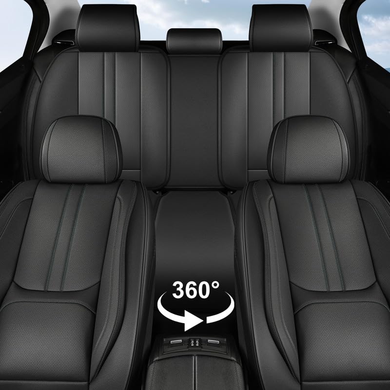 Car Seat Covers Full Set Fit for Toyota Corolla Cross 2022-2025,2026,Luxury Faux Leather Seat Covers 5 Seats, Breathable Anti-Slip Seat Protectors with Lumbar Support(Black,Full Set) - color: Black, size: Fit for Corolla Cross