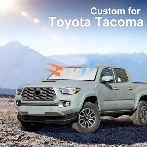 for Toyota Tacoma 2016-2023 2024 2025 2026 Sun Shade Sunshade Windshield Cover - 4 Layers Front Window Shade Custom Fit Tacoma 2Dr 4Dr Pickup Sun Visor 240T Shade Blocks UV Rays Car Accessories - size: for Tacoma 2016-2026
