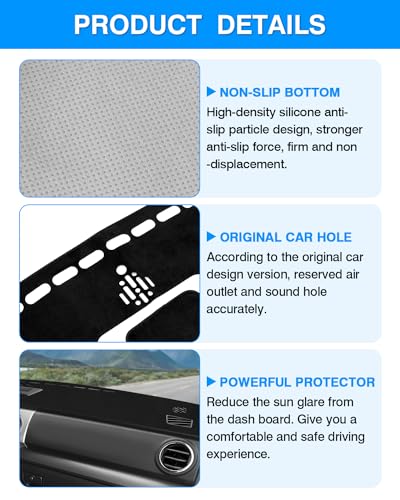 Autorder Dashboard Cover Mat for 2014-2021 Toyota Tundra Accessories Dash Cover Flannel Dash Mat Sunshade Glare UV Rays Protector - size: 2014-2021 Toyota Tundra