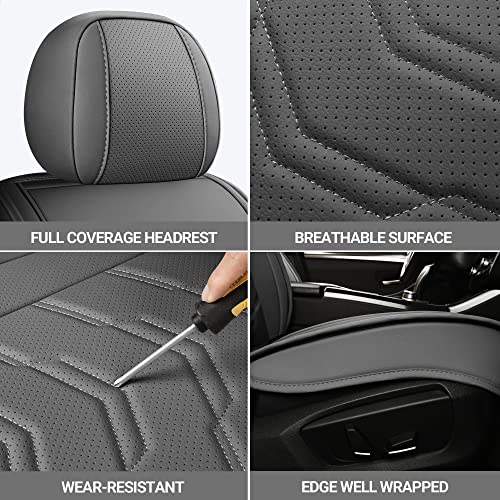 Leather Car Seat Covers Universal fit Most Sedans SUV Trucks (Front seat, Grey) - color: GREY, size: FRONT PAIR