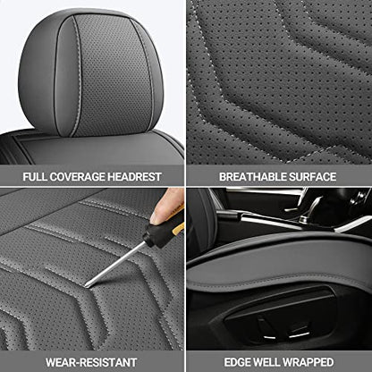 Leather Car Seat Covers Universal fit Most Sedans SUV Trucks (Front seat, Grey) - color: GREY, size: FRONT PAIR