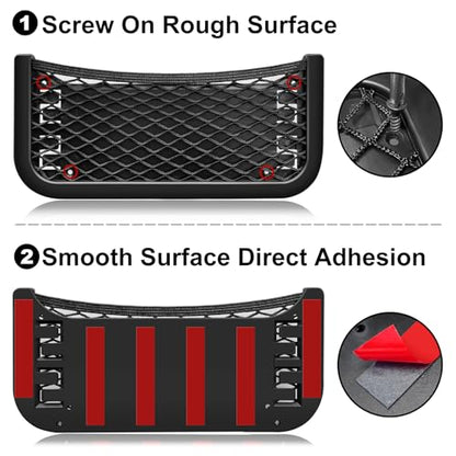 ABS Plastic Frame Automotive Cargo Nets Car Net Pocket Phone Car Mesh Net Holder RV Storage Boat Cargo Pocket Organizer Framed Mesh Net Pocket with Screws for Auto RV Net(2, 10 x 4.7 Inch) - size: 10 x 4.7 Inch
