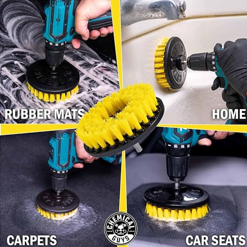 Chemical Guys Foaming Citrus Fabric Clean Drill Brush Kit - High Foaming Stain and Odor Remover, Upholstery, Floor Mat & Car Carpet Cleaner, Deep Cleans & Deodorizes, Citrus Scent - 16 fl oz - size: 16 Fl Oz Drill Brush Kit