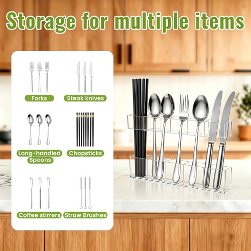9.5” Large Acrylic Straw Holder for Cabinet Door-Reusable Tumbler Straw Organizer with Ultra Sticky Adhesive Tape ,Plastic Kitchen Accessories Container for Inside Cupboard Door (Transparent)
