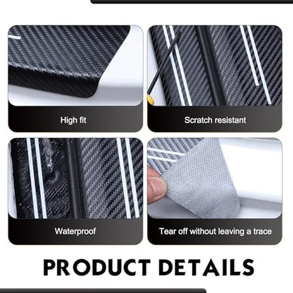 4 PCS Car Door Sill Protectors, American Flag Anti-scratch Threshold Sill Guards, Carbon Fiber Entry Guard Pad Decals, for Most Sedans, Trucks, SUV (Black)