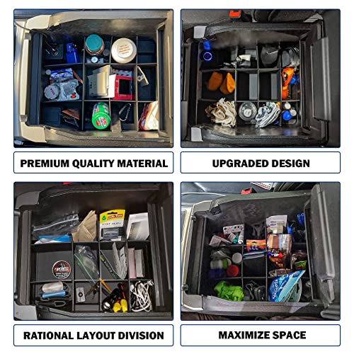 RUNROAD Center Console Organizer Dividers Compatible with Ford F150 2015-2020 (Full Console with Bucket Seats ONLY) Accessories, Insert Tray Divider Armrest ABS Secondary Storage