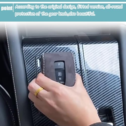 Great-luck Genuine Leather Automatic at Gear Shift Knob Cover Protector Trim,The car Interior Accessories(Beige+Black) for Mitsubishi Outlander 2022 2023 2024 2025 2026 Outlander PHEV 2023-2025 2026
