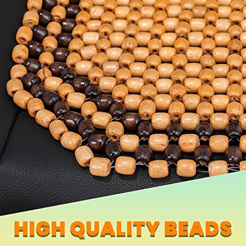 Wood Beaded Comfort Seat Cushion Seat Cover – 2 Pcs. Wooden Beaded Car Seat Cover – Natural Wood Double Strung Beads – Massage Comfort Cover Car Seat – Universal SUV Auto - color: 2 Pack Beige/ Black