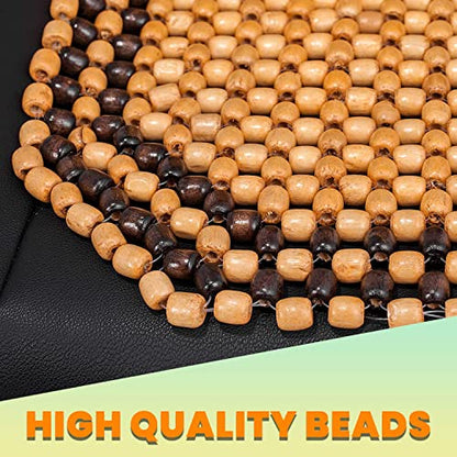 Wood Beaded Comfort Seat Cushion Seat Cover – 2 Pcs. Wooden Beaded Car Seat Cover – Natural Wood Double Strung Beads – Massage Comfort Cover Car Seat – Universal SUV Auto - color: 2 Pack Beige/ Black