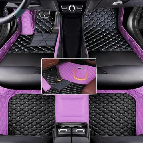 Custom Floor Mats for Audi A1, A3, A4, A5, A6, A7, A8,TT, TTS, Q2, Q3, Q5, Q7, Q8,RS3 RSQ8 S3 S4 S5 S6 S7 S8 e-tron, Q4 e-tron,All Weather Waterproof Luxury Leather (Purple and Black) - color: Purple and Black