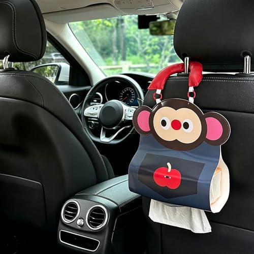 Car Tissue Holder – Cute Cartoon Hanging Paper Towel Dispenser with Soft Handle, Waterproof & Reusable for Car, Bathroom, Kitchen (Monkey) - color: Monkey