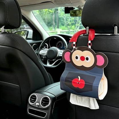 Car Tissue Holder – Cute Cartoon Hanging Paper Towel Dispenser with Soft Handle, Waterproof & Reusable for Car, Bathroom, Kitchen (Monkey) - color: Monkey