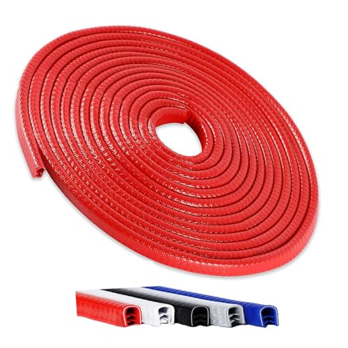 Winfort 16.5FT(5M) Universal Car Door Edge Protector Guards, No-Glue Required Rubber Seal U Shape Automotive Door Entry Guard, Suitable for Most Cars, SUVs and Trucks (Red)