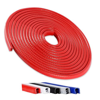 Winfort 16.5FT(5M) Universal Car Door Edge Protector Guards, No-Glue Required Rubber Seal U Shape Automotive Door Entry Guard, Suitable for Most Cars, SUVs and Trucks (Red)