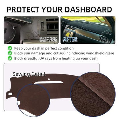 Dashboard Dash Cover Mat Carpet Compatible with 07-14 Chevy Tahoe Suburban Denali Avalanche GMC Yukon/XL,07-13 Chevy Silverado Sierra Without Dash Speaker and Only One Glove Box(07-14 Brown)