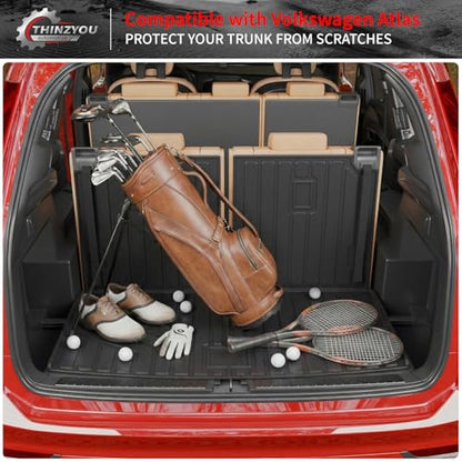 Cargo Mat Compatible with 2018-2025 2026 Volkswagen Atlas Trunk Mat Trunk Liner Cargo Liner (NOT for Cross Sport) Back Seat Cover 2024 VW Atlas Accessories (Trunk Mat with Backrest Mat) - style: For Volkswagen Atlas | 2018-2026