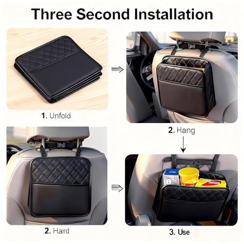 Car Trash Can with Strap Hanger: 2PCS Small Car Garbage Bin for SUV Sedan Truck, Auto Seat Organizer for Snack Wrappers Tissues
