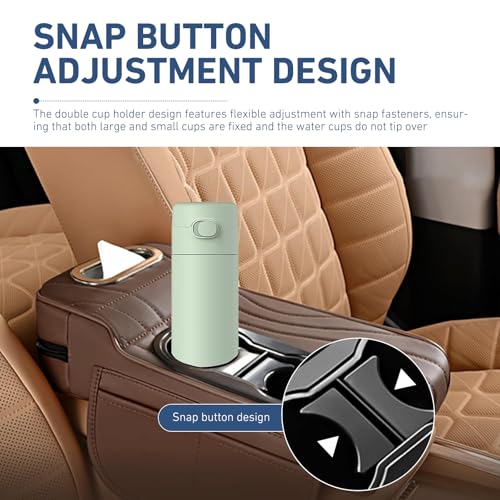 Car Armrest Cushion, Leather Center Console Cover Protector, Multifunctional Storage Pad with Dual Cup Holder, Tissue Box & Side Card Slot, Universal for Most Cars (Coffee) - color: Coffee