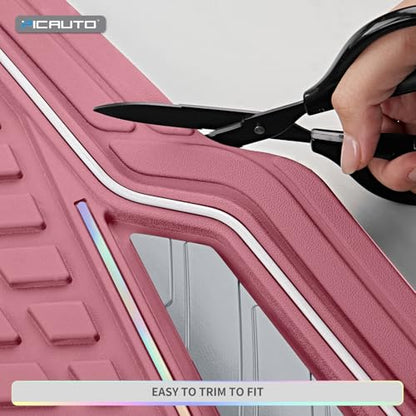 PIC AUTO All Pink Car Floor Mats, Aluminum-Molded with Full-Circle Iridescent Inlay Strip Car Mats, Universal-Fit Rubber Mats for Cars, Trucks & SUVs, All-Weather, Non-Slip, Easy-to-Clean Interior Mat - color: All Pink