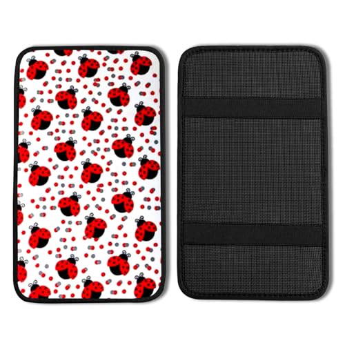 Ladybug Vehicle Center Console Armrest Cover Pad,Ladybug Cute Car Accessories Soft Middle Console Cushion Pad,Auto Arm Rest Mat Decor Ladybugs Gifts for Women Men Dad for Most Vehicle SUV Truck - color: Cute Ladybug