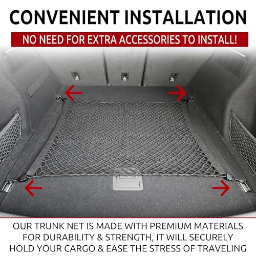 Floor Style Automotive Elastic Trunk Mesh Cargo Net for Audi Q5 Premium Prestige 2018-2025 - Premium Trunk Organizers and Storage - Luggage Net for SUV- Best Car Organizer for Audi Q 5
