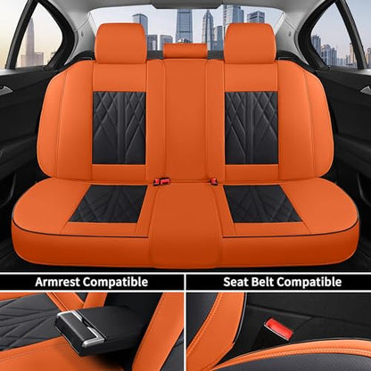 Car Seat Covers Full Set Cover Car Seat Cushion Waterproof Luxury Auto Seat Covers Seat Cover Car Seat Protector Fit for Most Cars (Orange - Black)