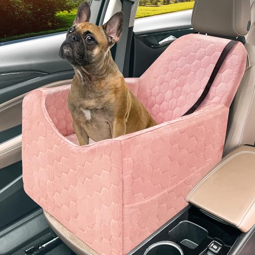 Dog Car Seat for Small/Medium Dogs, Memory Foam Dog Booster Seat, Travel Safety Per Car Seat with Washable Removable Cover, Storage Pockets for Dogs up to 35 lbs (Pink, Small) - color: Pink