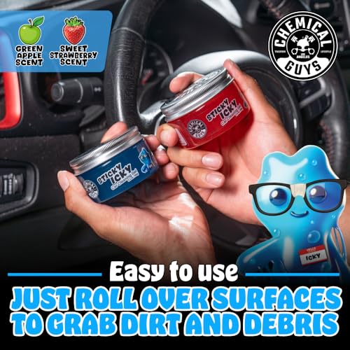 Chemical Guys Sticky Icky Car Cleaning Gel, Green Apple & Sweet Strawberry Scent - Detailing Kit, Car Dust Crevice Cleaner, Slime Auto Air Vent, Cleaning Putty For Keyboard Cleaner (2 Pack) - CJK1002 - size: 3.5 Ounce (Pack of 2), style: Various
