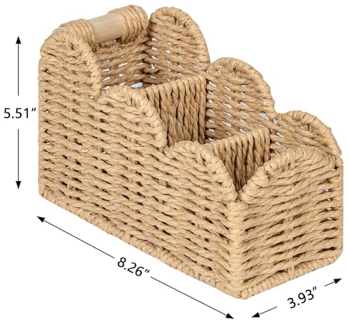 CubesLand Bedside Table Desk Organizer Caddy, Remote Pen&Pencil Holder Cup, Makeup Brush Holder w/Scalloped Perfect for Home, Office Desk, Living Room Table Decor, 3 Slots Beige - color: Beige