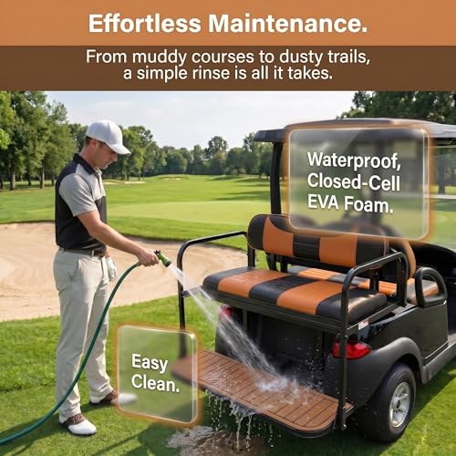 Golf Cart Rear Seat Kits Floor Mat,Fit for YA/EZGO RXV/TXT/Club Car DS/Precedent/Star Car/Excar/Icon, Anti-Skid Mat EVA Environmentally Friendly Materials for Mosts Golf Carts. - color: Brown