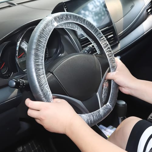 100PCS Disposable Steering Wheel Covers,Disposable Steering Wheel Protector with Elastic, Applicable to Cars, Trucks, Vans (100)