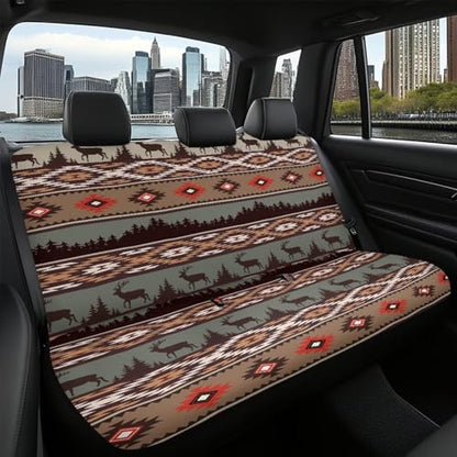 WELLFLYHOM Native Deer Car Seat Covers Rear Bench Seat Cover Aztec Tribal Car Accessories Universal Rear Seats Protective Cover for Trucks SUV - color: Aztec Native Deer