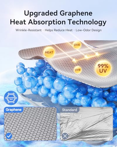 helloleiboo Windshield Sun Shade for Honda Civic 2022-2026 Graphene Honeycomb Heat Shield with UV Protection Foldable Custom Fit Front Window Sunshade Silver 56" x 28" - size: For Honda Civic (2022-2026)