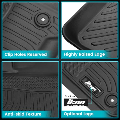 FREEMOTOR802 Compatible with 2019-2024 Ram 1500 Crew Cab Floor Mats, Black 3D Molded Carpets Liner 1st 2nd Row Front Rear Protection Pad 3PC TPE Thermo Plastic Elastomer All Weather Protector - size: For Ram 1500 Crew Cab 2019-2024