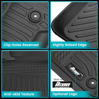 FREEMOTOR802 Compatible with 2019-2024 Ram 1500 Crew Cab Floor Mats, Black 3D Molded Carpets Liner 1st 2nd Row Front Rear Protection Pad 3PC TPE Thermo Plastic Elastomer All Weather Protector - size: For Ram 1500 Crew Cab 2019-2024