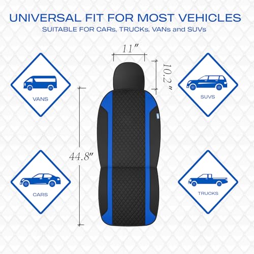 Skechers Seat Covers Contour Foam Cozy Fit,Leather Car Seat Covers, Car Seat Covers Front Seats Airbag Compatible, Universal Automotive Comfort for Most Cars, Vans, Trucks, SUV,Blue - color: Black and Blue