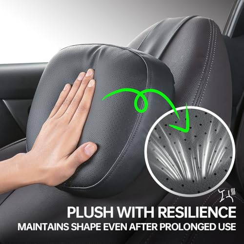 Car neck pillow, special car pillow for driving seat, memory foam head support for car seat, protects cervical vertebra and relieves fatigue, made of faux leather for long-lasting durability 1P