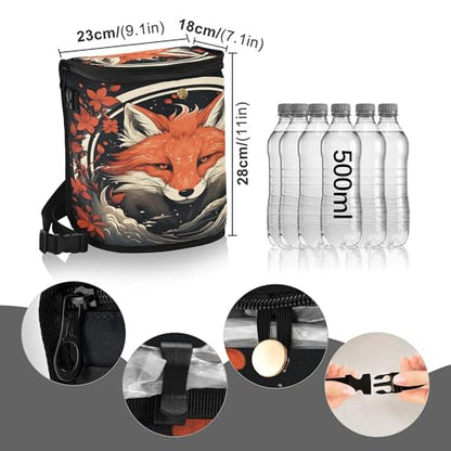 MNSRUU Car Trash Can with Lid, Fox and Flowers Car Trash Bag Hanging Organizers and Storage for Front Back Seat, Leak-Proof Trash Bin - color: Fox I 3299