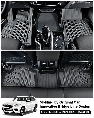 Floor Mats for 2018-2024 BMW X3 / 2019-2024 BMW X4, Custom Fit for X3 X4 Accessories, 3D TPE All Weather Car Mats Heavy-Duty Floor Liners (Fit All Models) - size: 1)BMW X3｜18-24 /BMW X4｜19-24 ｜1st & 2nd Row
