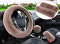 Pinbola 5pcs in 1 Set Faux Wool Steering Wheel Cover Soft Fluffy Handbrake Cover & Gear Shift Cover & 2pcs Seat Belt Shoulder Pads Warm Universal Fit for 15 Inch (Tan) - color: Tan