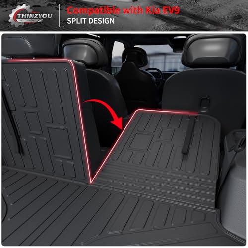 Floor Mats Compatible with 2024 2025 2026 Kia EV9 6&7 Seats Cargo Liner Cargo Mat Trunk Mat Trunk Liner Back Seat Cover Protector EV9 Accessories (Floor Mats+Trunk Mat with Backrest Mat) - style: For Kia EV9 | 2024-2026