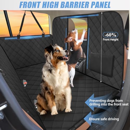 Back Seat Extender for Dogs-Large Space, Hard Bottom High Barrier Dog Car Seat Cover for Back Seat Hold 420lb, Backseat Protector Pet Bed, Waterproof Dog Hammock for Car SUV and Trucks - color: Matte Black, size: L - For Cars/ Mid-Size SUV/ Small Truck
