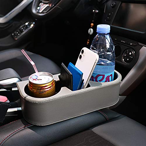 Car Seat Organizer Cup Drink Holders Multi Functional Gap Filler Storage Box Insert Organization Helps Reduce Distracted Driving&Holds Phone Mount Mug Bottle Cellphone (PUBD-Gray) - color: PUBD-Gray