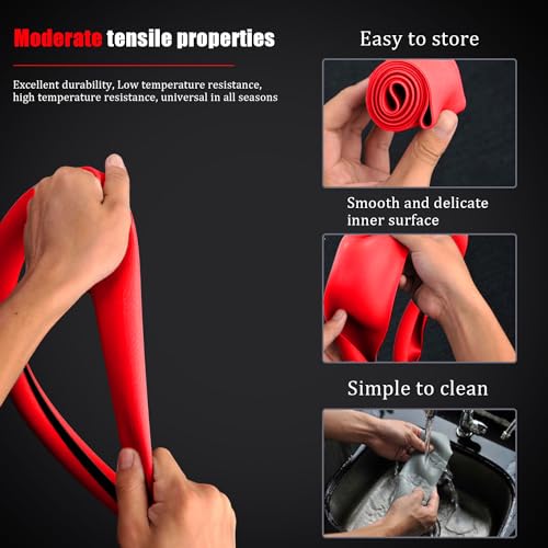 JDDRY Silicone Steering Wheel Protector,Universal Fit Auto Steering Wheel Cover(Red,1PC) - color: Red