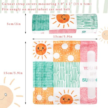 SWESEN Car Seat Strap Cover for Babies, Soft Car Seat Belt Covers, Mink Car Seat Strap Shoulder Pads Girls, Plaid & Sun - color: Sunshine