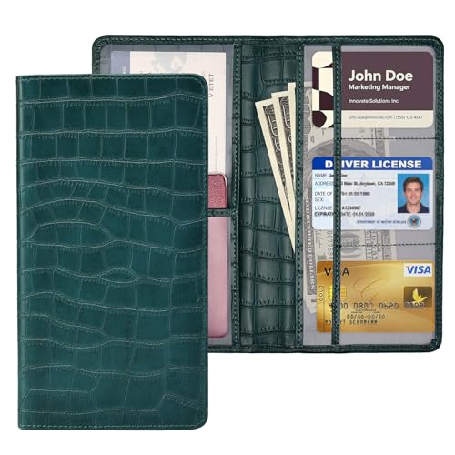 Car Registration and Insurance Holder, Teal Green Vehicle Glove Box Car Organizer with Magnetic Closure for Documents, Cards, License Car Organization, 1 Pack - color: Teal Green