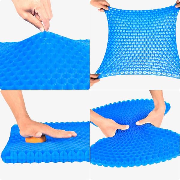 GTPLAYER Gel Seat Cushion, Breathable Honeycomb Design Cooling seat Cushion, Absorbs Pressure Points Seat Cushion, Home Car Gel Cushion for Office Chair (18.5 x 17.3 x 1.4 inch)