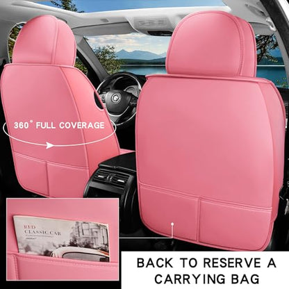 INZU Cute Cartoon Rabbit Comfortable Car Seat Covers with Waterproof PU Leather Suitable for Most 5 Seats Cars SUV and Pick-up Truck Universal Fit Set (Pink) - color: Pink