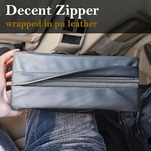 Car Tissue Holder for 120 Standard Tissue Boxes, Facial Tissue Holder for Auto Headrest, Faux Leather Napkin Box Cover, Large Capacity Car Tissue Dispenser Fits for 120 Kleenex Tissues Box (Black) - color: Black